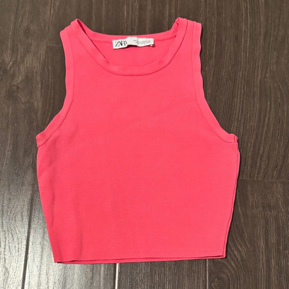 Zara Hot Pink Sleeveless Crop Top